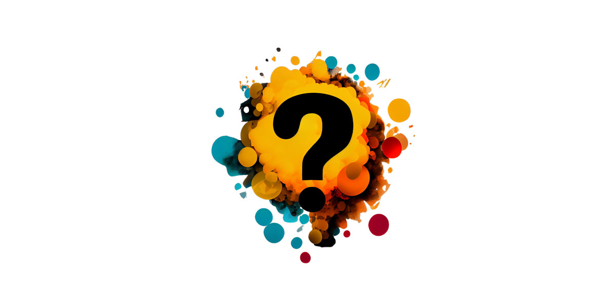 Question mark with colorful abstract background.