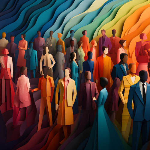 Drawing of diverse people to represent the target audience of a nonprofit.