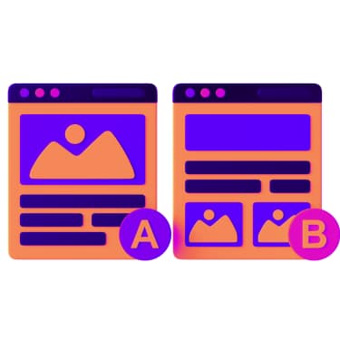 Graphic of 2 ads with minor changes reflecting AB testing for SMB marketing ads.
