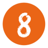 Number eight orange background