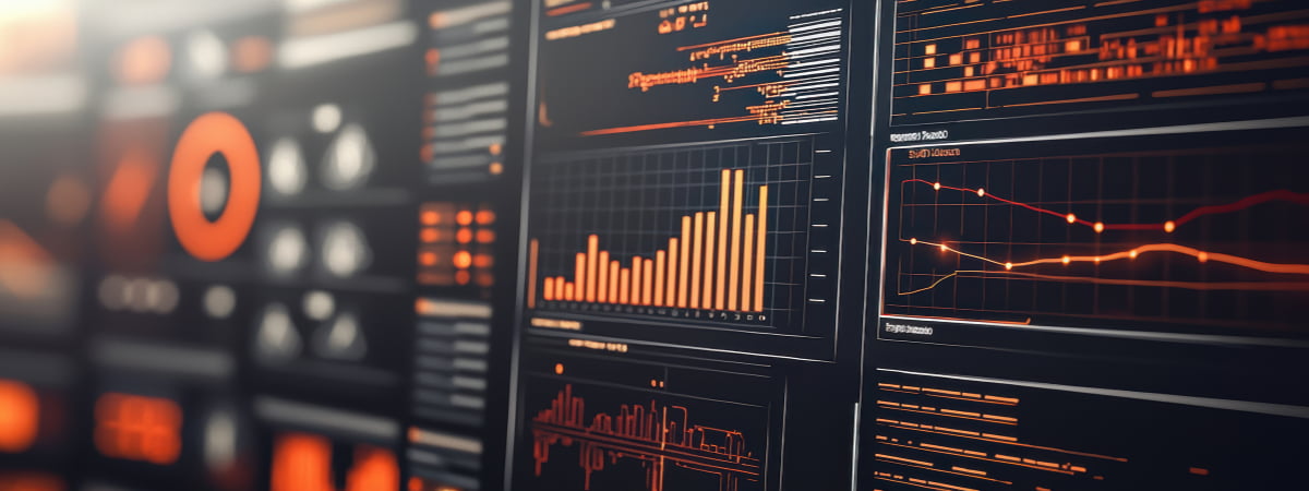 Digital marketing analytics dashboard with graphs, charts, and data visualization, representing performance tracking in multilingual marketing campaigns.
