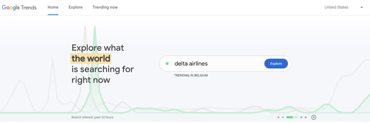Google Trends screenshot to showcase free tools for international keyword research.