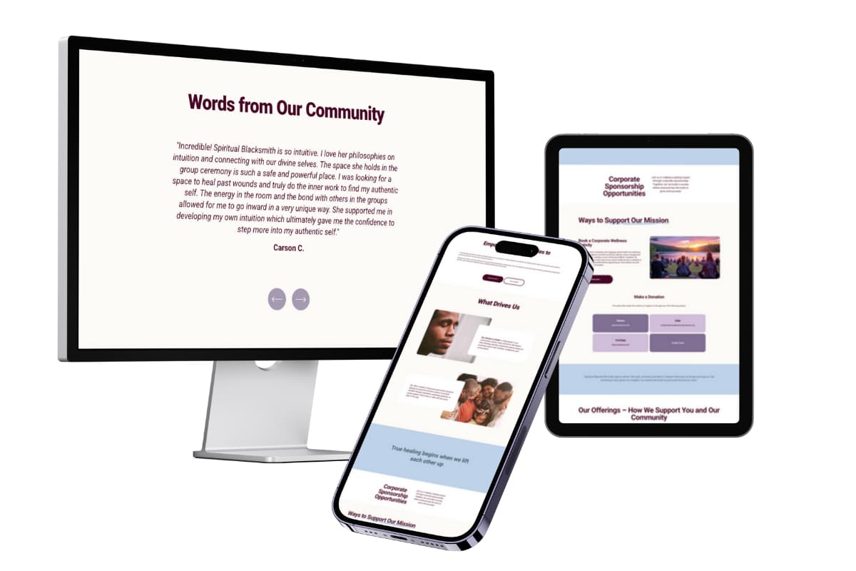 Spiritual Blacksmith Institute of Enlightenment website on different devices.