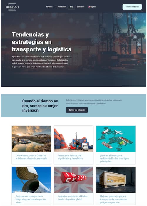 Amekar Logistics Spanish version of blog showcasing strength of multilingual digital marketing for SMBs.