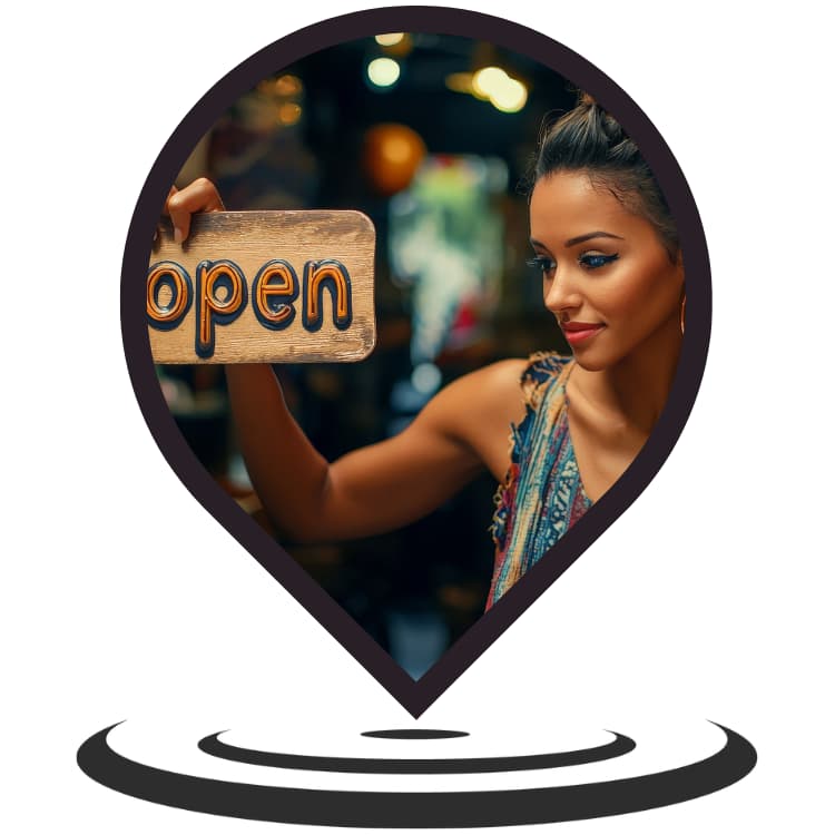 Small business owner opening her shop—local digital marketing packages help attract nearby customers