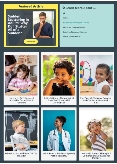 Blog strategy for Virtual Speech Therapy, part of SMBGM’s digital marketing for small businesses.