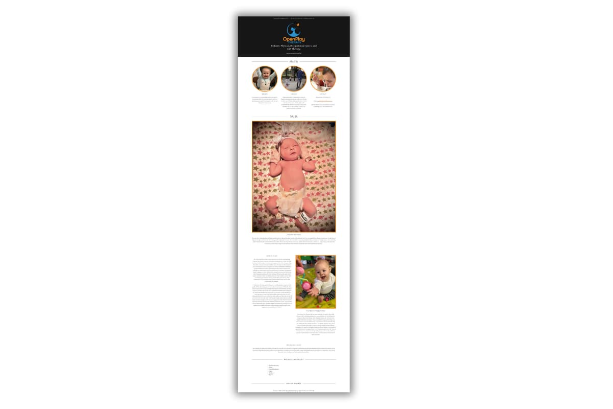 Screenshot of Old website Open Play Therapy.