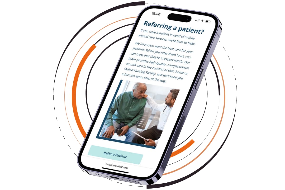 Patient Referral section of website for Hot Shot Medical Group.