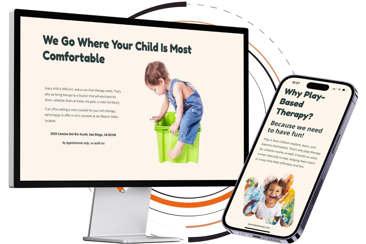 Open Play Therapy website on different devices.
