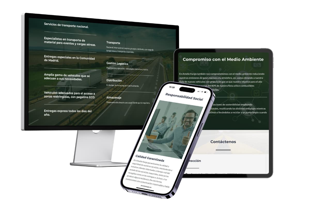 Amelie Kargo website on different devices.