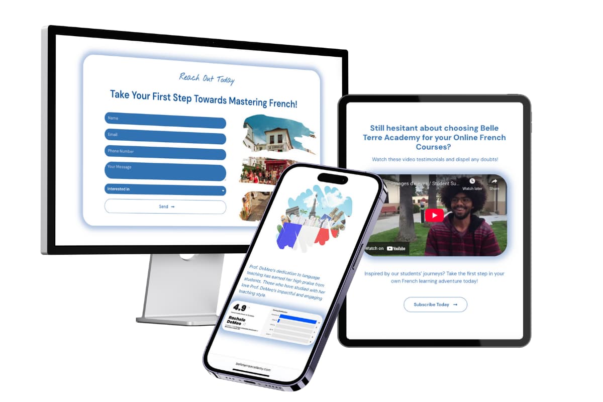Belle Terre Academy website on different devices.