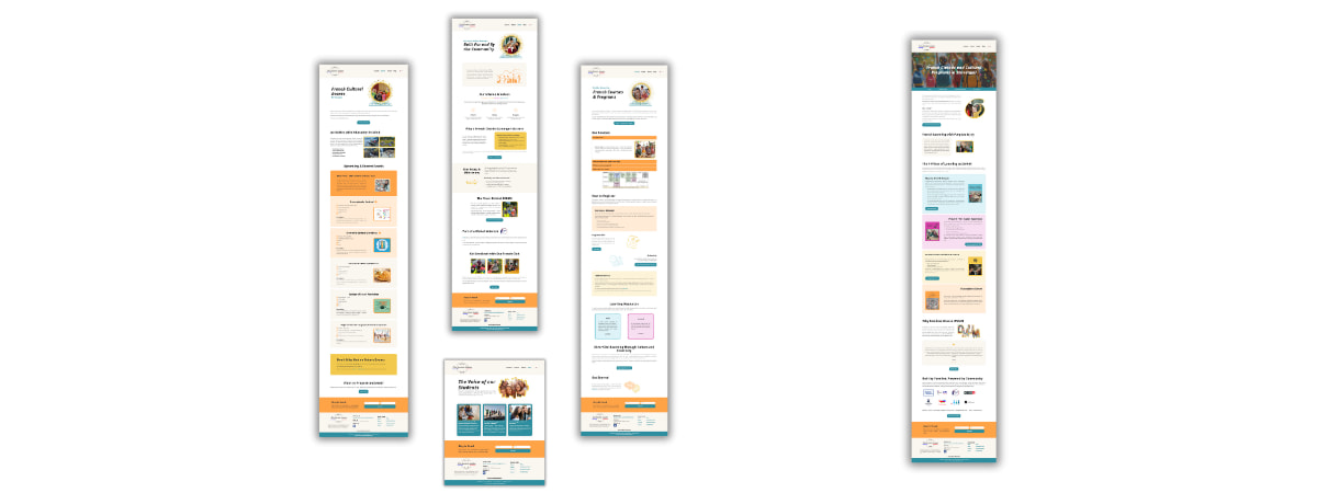 Website solutions page design example for multilingual SEO consultancy with services and cultural content.
