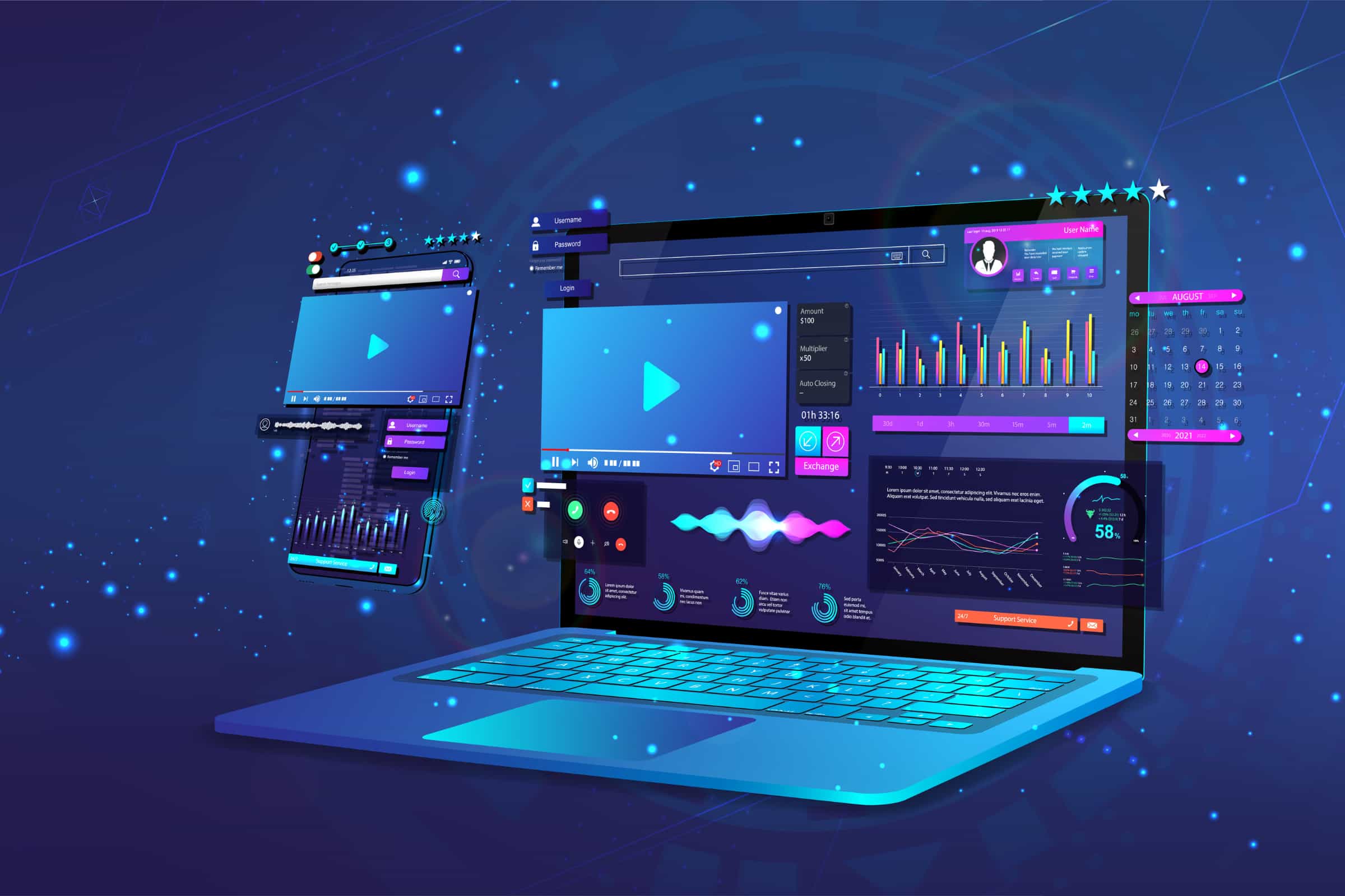 Video Marketing SEO dashboard showing video analytics, engagement metrics, and performance tracking