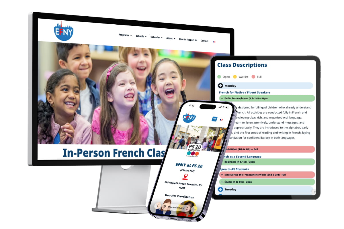 EFNY's website on different devices.